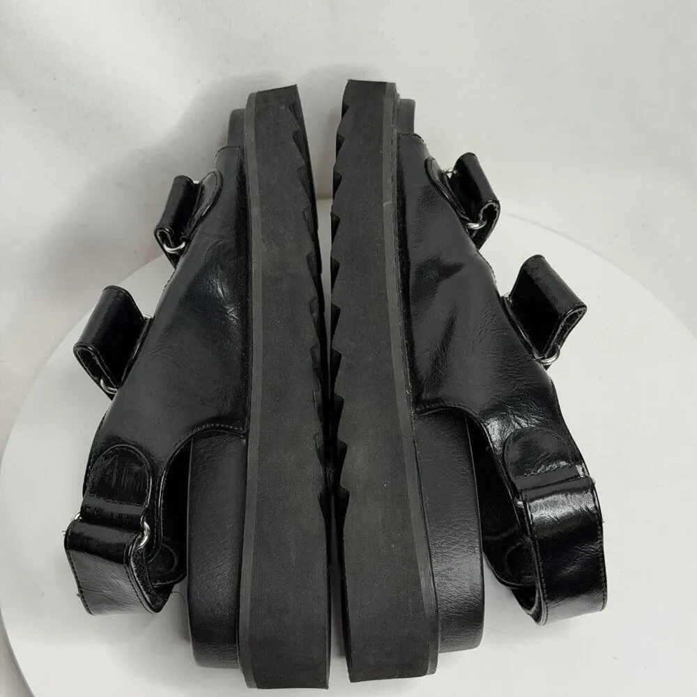 Princess Polly Rue Chunky Platform Sandals Black Slingback Shoes Size‎ 6